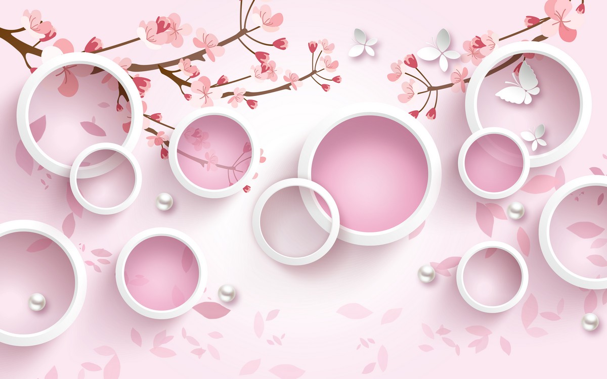 Фреска В цветах розовой вишни